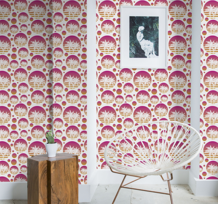 Palm retro design vintage wallpaper - TenStickers