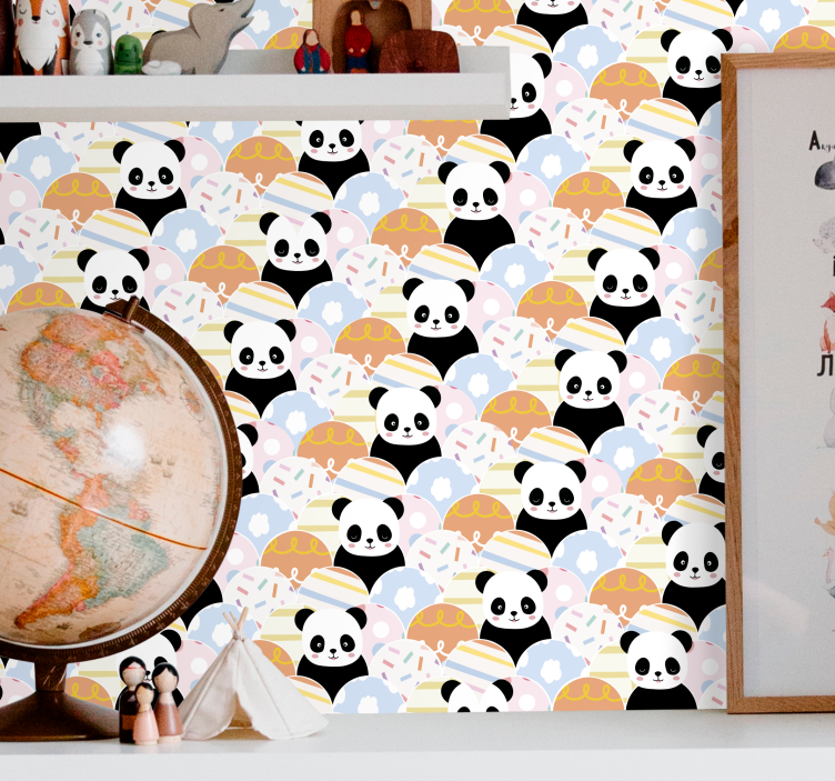 Panda Pattern animal wallpaper - TenStickers