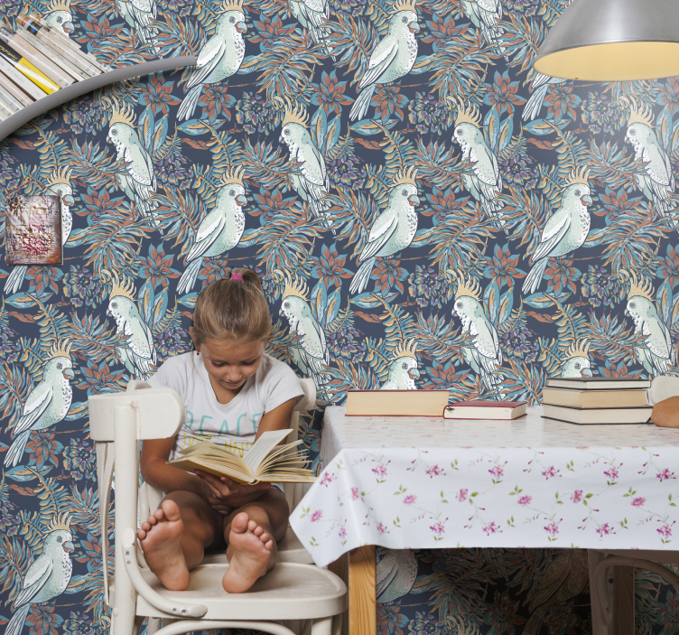 parrots and leaves Dining Room Wallpaper - TenStickers