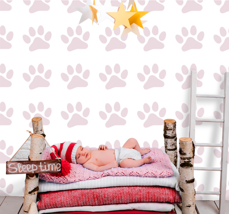 Paw Pattern Background nursery wallpaper - TenStickers