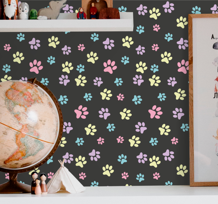 Paw Pattern Motif dogs wallpaper - TenStickers