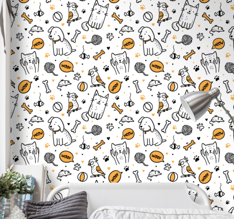 Pet Doodle Art animal wallpaper - TenStickers