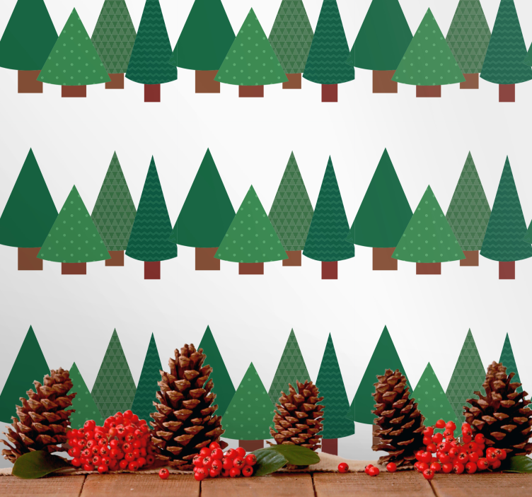 Pinecone Evergreens christmas wallpaper - TenStickers