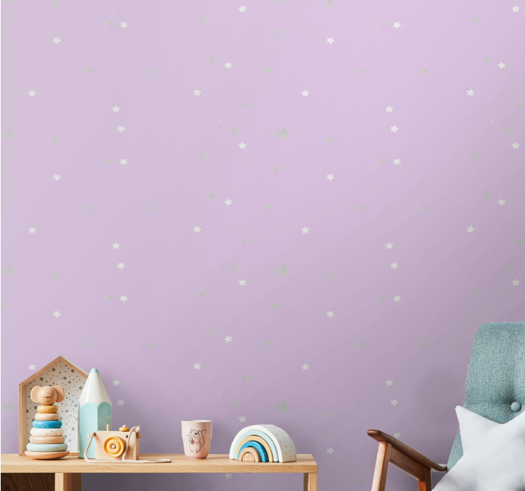 Pink background with gray stars wallpaper - TenStickers
