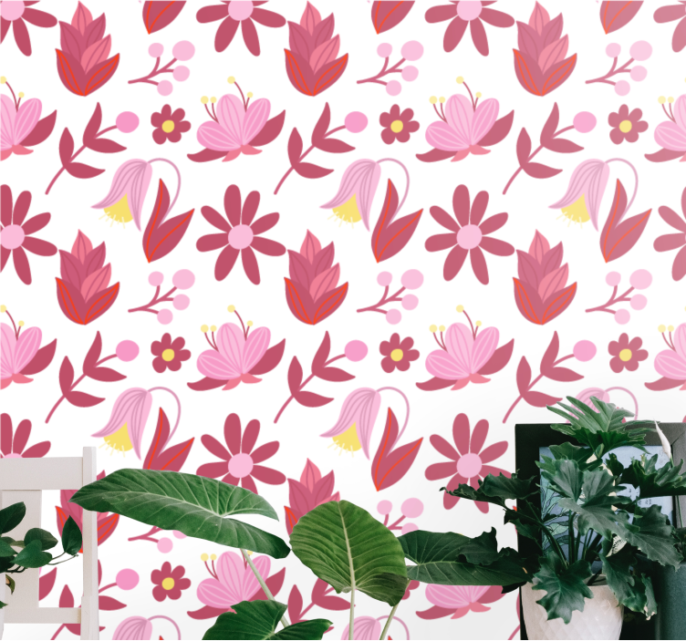 Pink bouquet arrangement floral ornament wallpaper - TenStickers