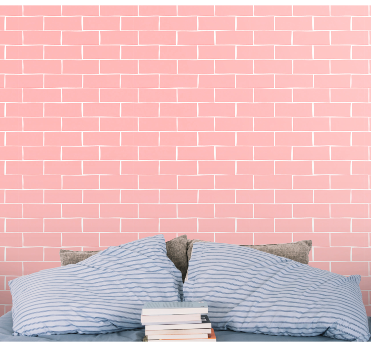 Pink Brick Brick Wallpaper - TenStickers