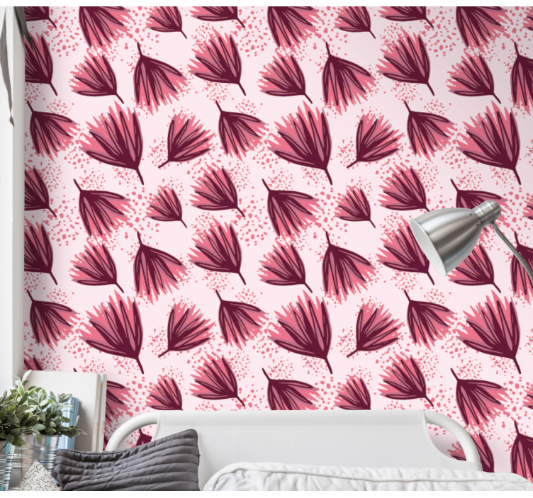 pink Pattern Motif flower wallpaper - TenStickers