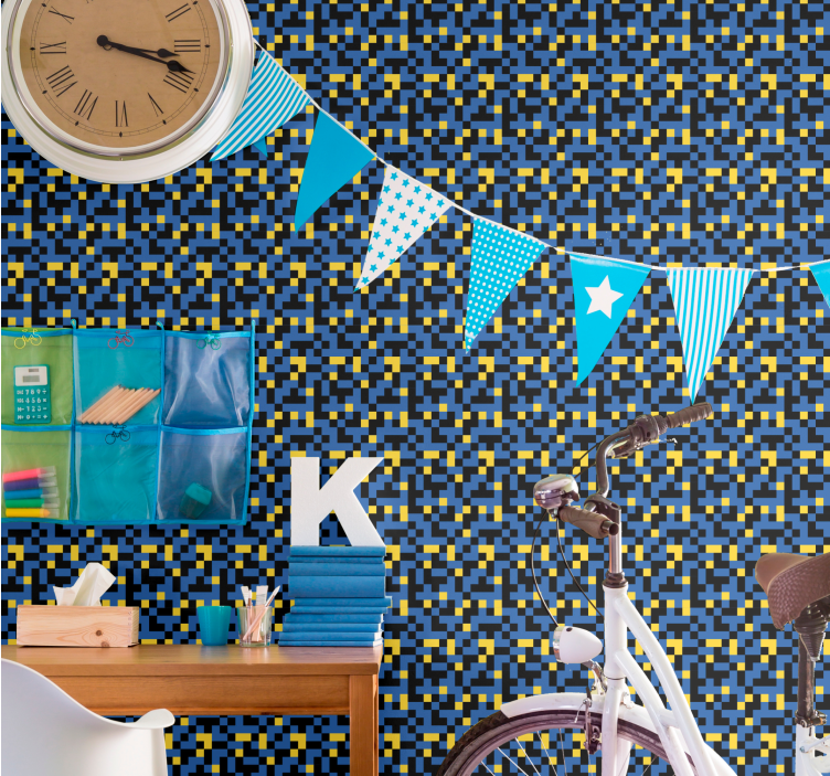 Pixelated Color Blocks geometric wallpaper - TenStickers