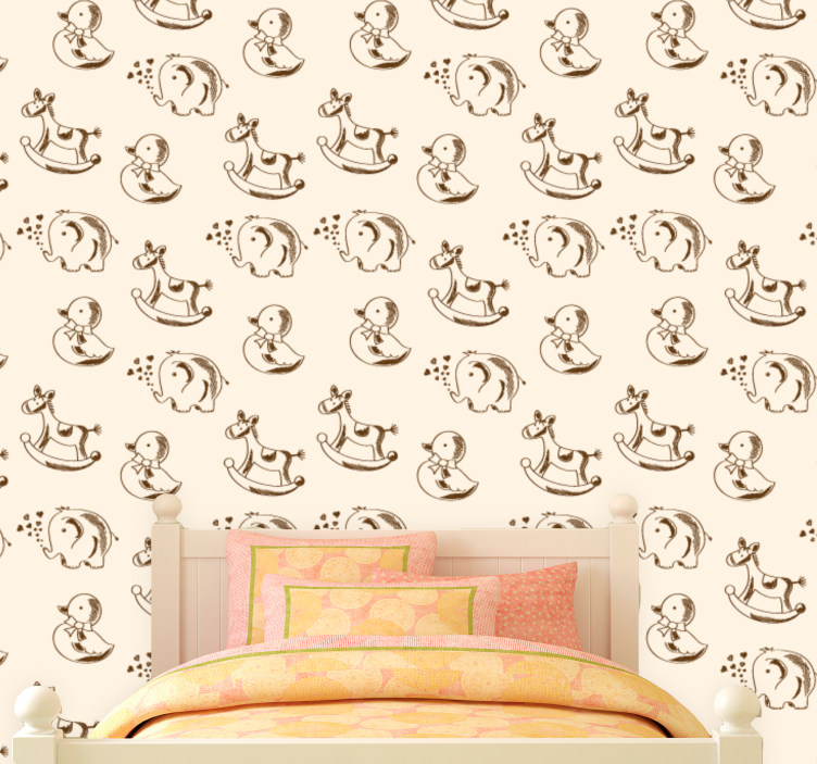 Playful Animal Sketches nursery wallpaper - TenStickers