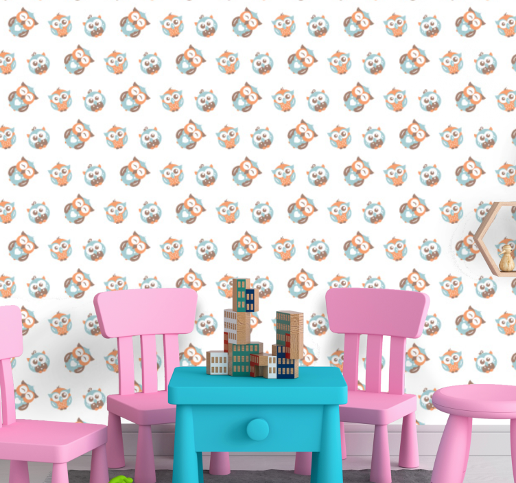Owl Pattern kids wallpaper - TenStickers