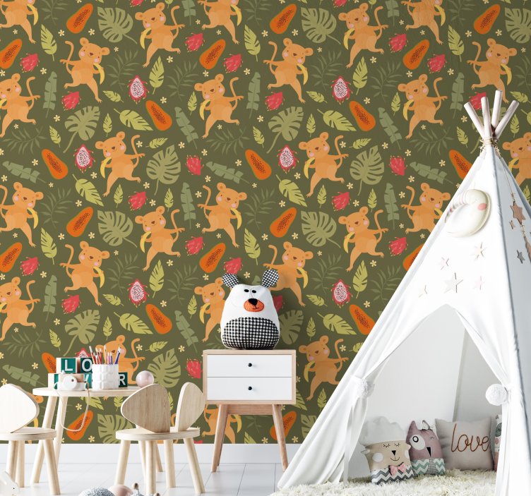 Playful Feline Motif animal wallpaper - TenStickers