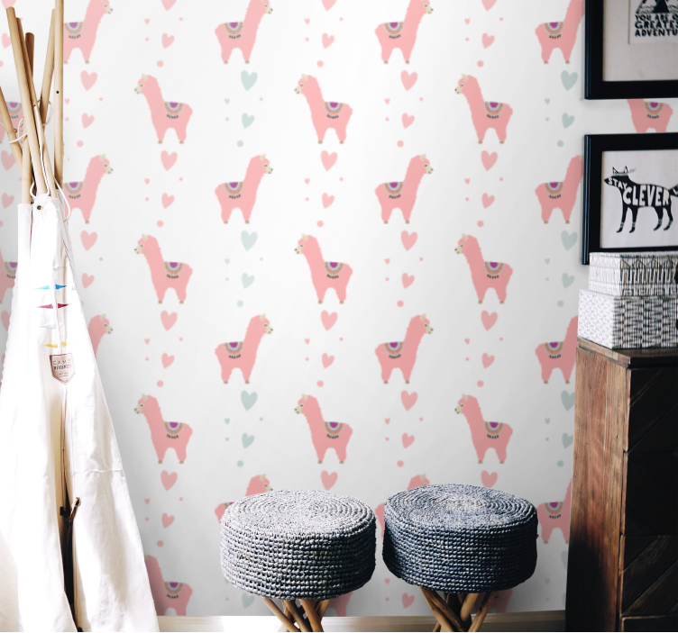 Playful Llama Motif animal wallpaper - TenStickers