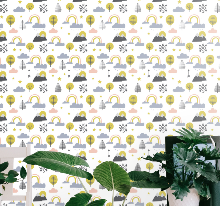 Playful Nature Scene kids wallpaper - TenStickers