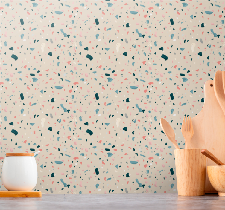 Beige terrazzo motif texture pattern wallpaper - TenStickers