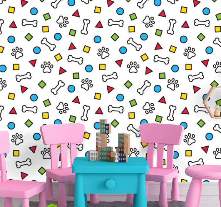 Playful Pet Motifs dogs wallpaper - TenStickers