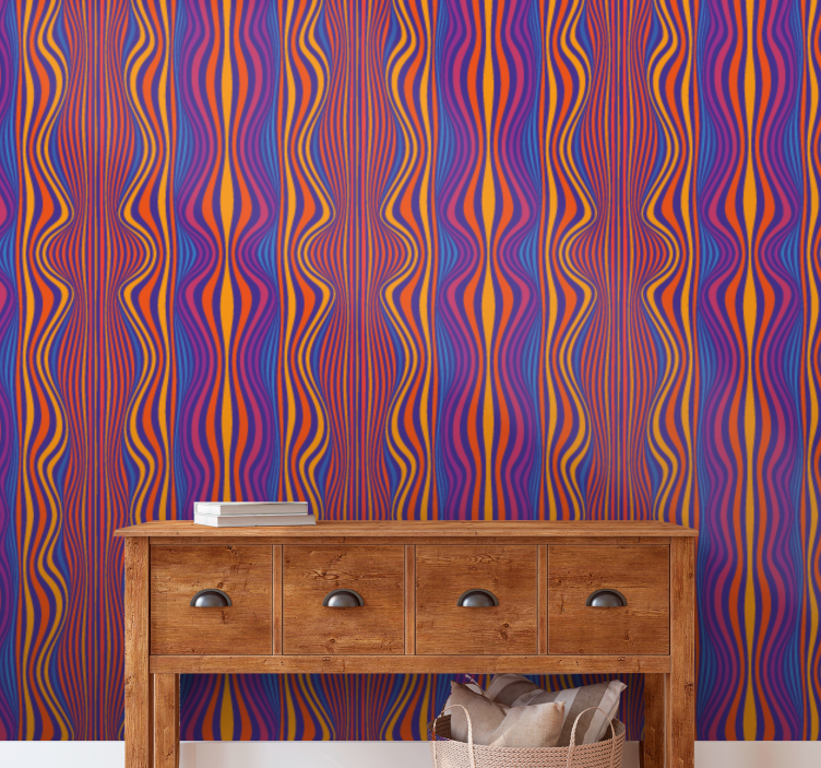 Psychedelic groovy lines abstract wallpaper - TenStickers