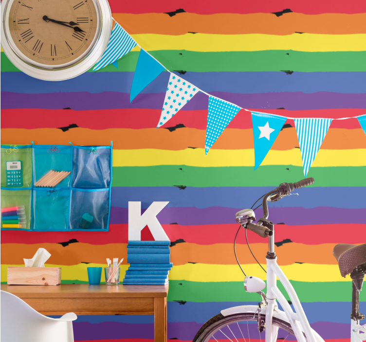 Rainbow Striped Backdrop striped wallpaper - TenStickers