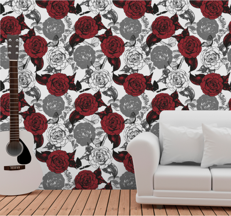 Red Floral Arrangement flower wallpaper - TenStickers