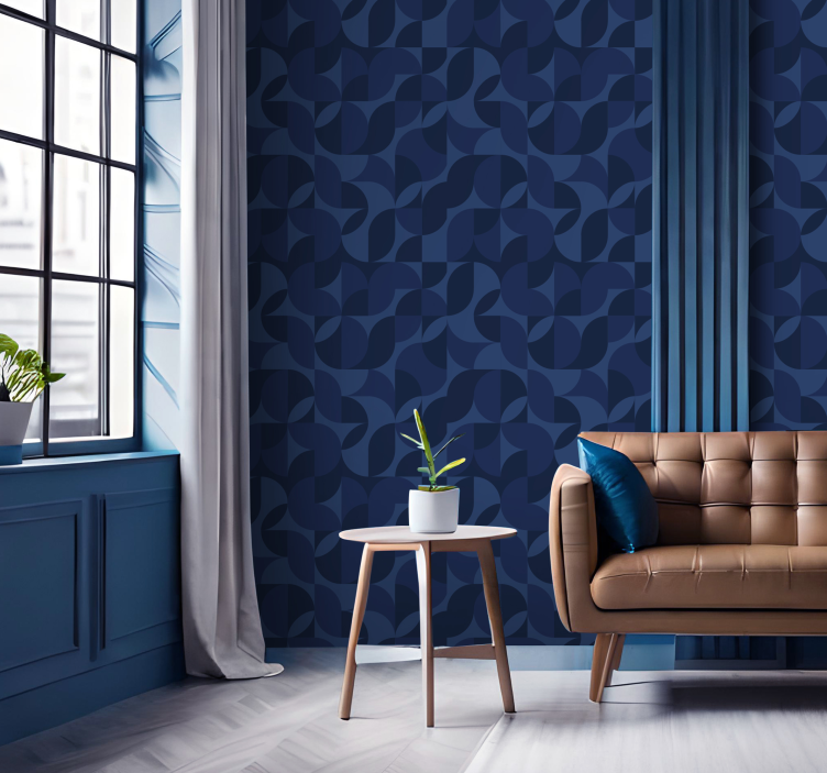 retro geometric Navy wallpaper - TenStickers