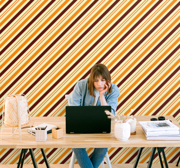 Retro orange and brown pattern wallpaper - TenStickers