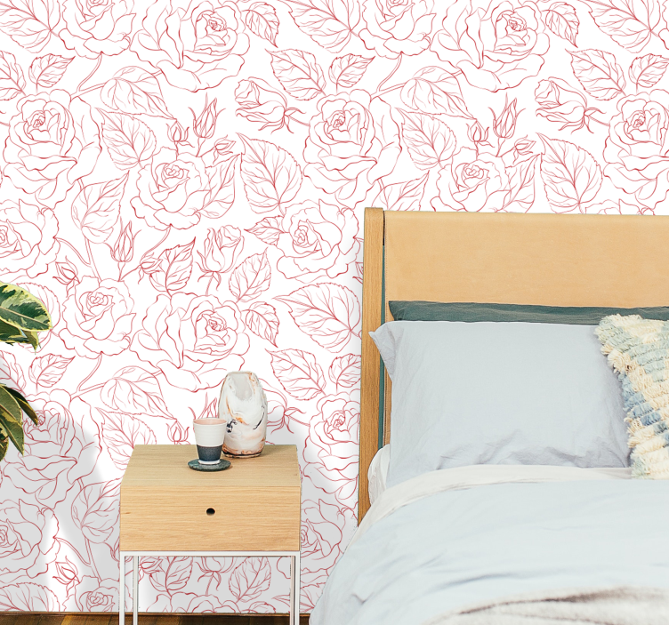 Rose Pattern flower wallpaper - TenStickers