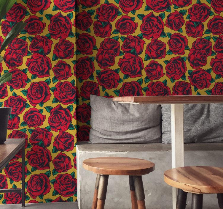 Rose Patterned Design flower wallpaper - TenStickers