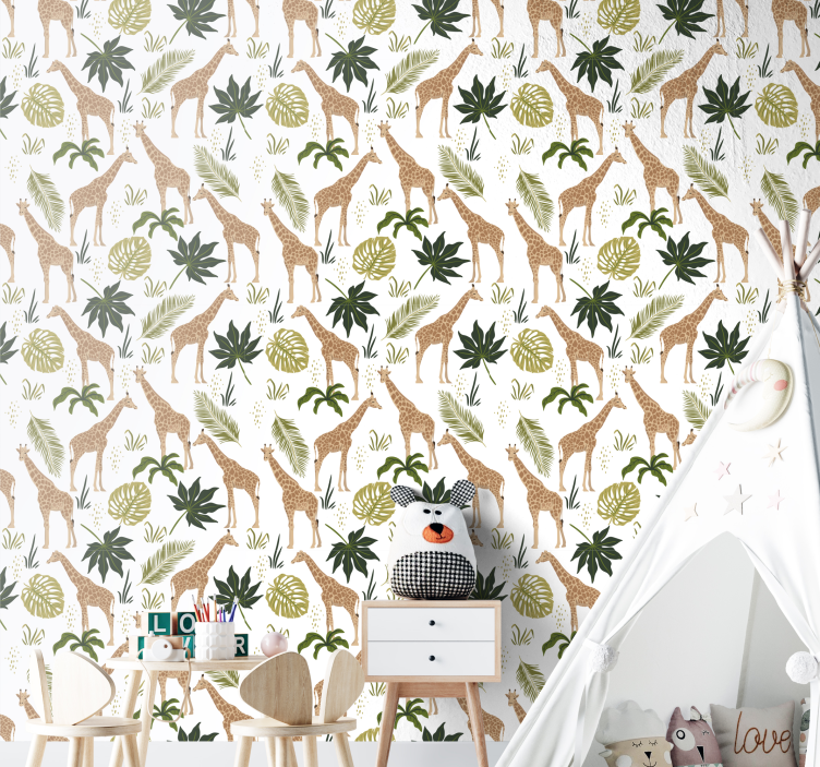 Safari Giraffe Theme animal wallpaper - TenStickers