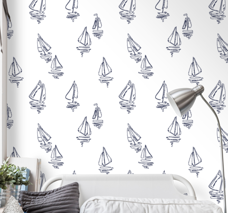 Sailboats Décor abstract wallpaper - TenStickers