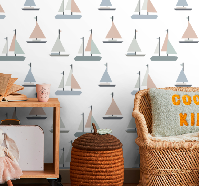 Sailing Vessels Pattern customised wallpaper - TenStickers