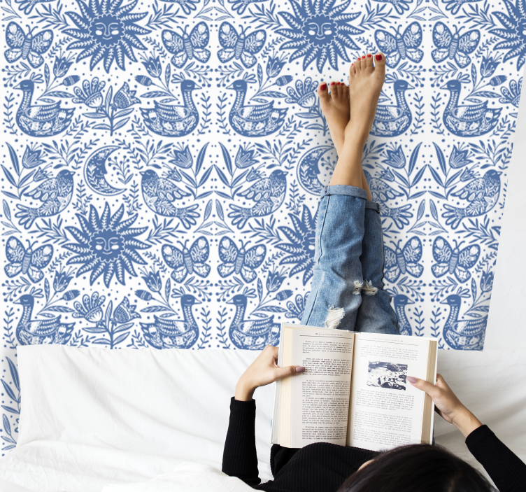 Scandinavian flora ornamental wallpaper - TenStickers