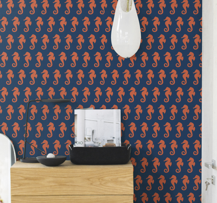 Seahorse motif ocean wallpaper - TenStickers