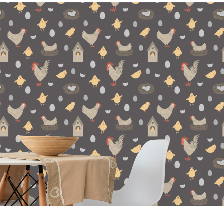 Seamless pattern with funny chick wallpaper - TenStickers