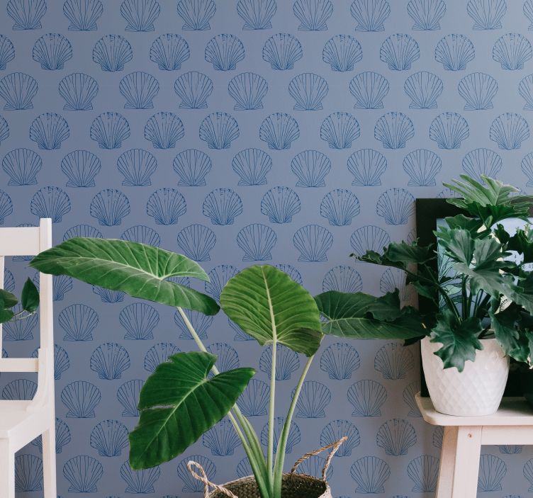 Seashell Blue Tones Shell Wallpaper - TenStickers