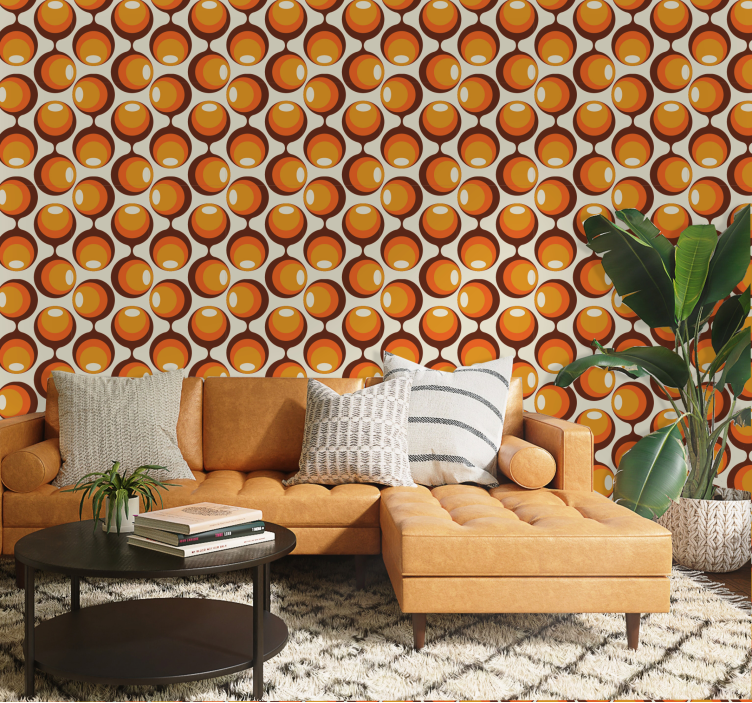 Semi oblong shape design 70's vintage wallpaper - TenStickers