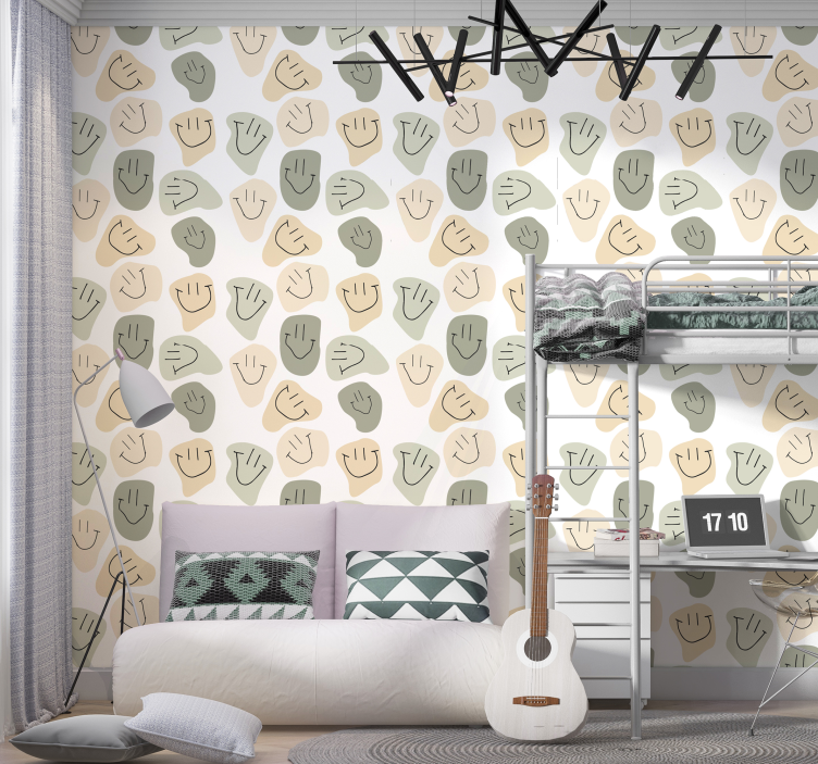 Neutral colors smiley faces teen wallpaper - TenStickers