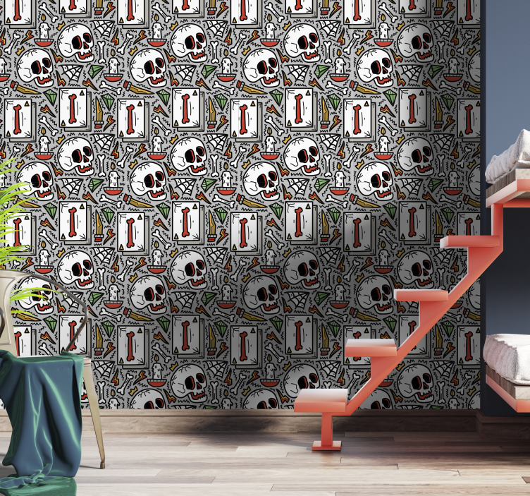 Skull Graffiti teenager wallpaper - TenStickers