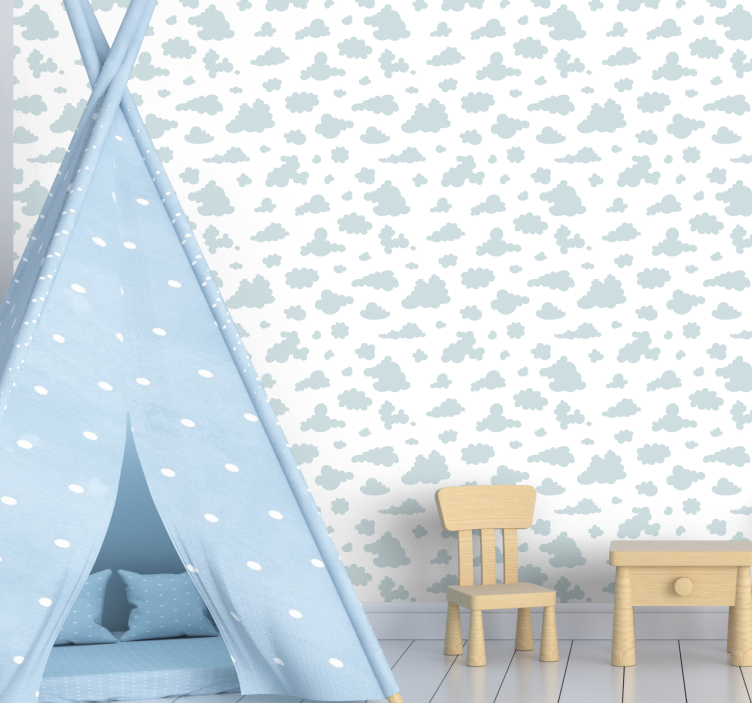 Soft blue cold pattern kids wallpaper - TenStickers