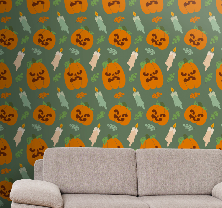 Spooky Pumpkin Design halloween wallpaper - TenStickers
