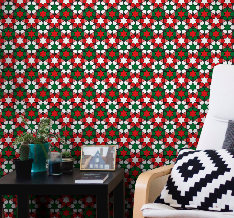 Star pattern geometric wallpaper - TenStickers