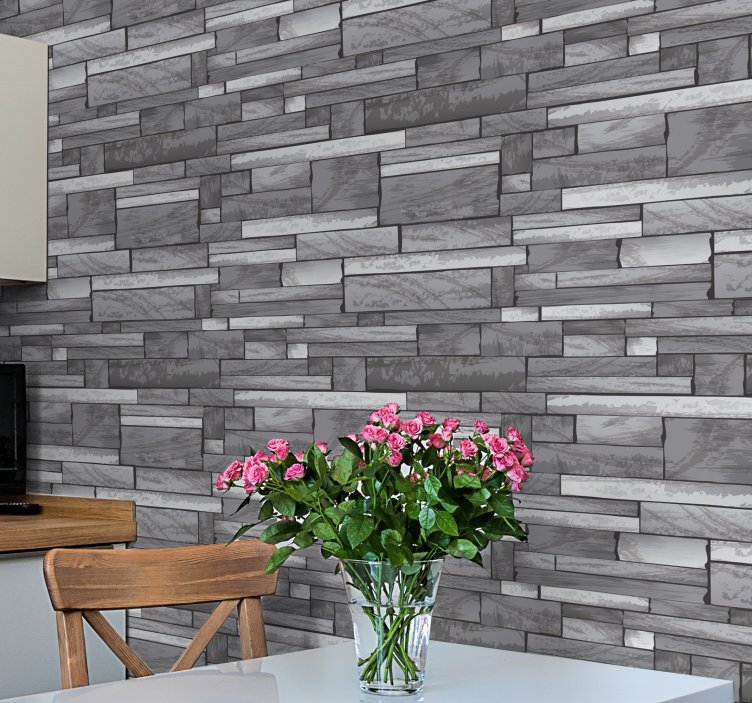 Stone gray pattern Brick Wallpaper - TenStickers