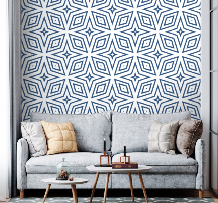 Stylish gray and white pattern geometric wallpaper - TenStickers