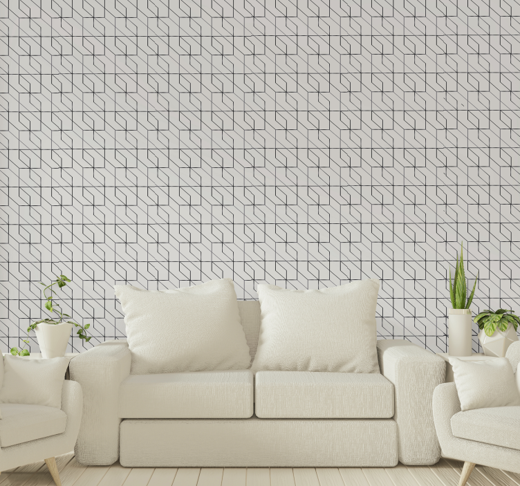 Stylish line arrangement living room wallpaper - TenStickers
