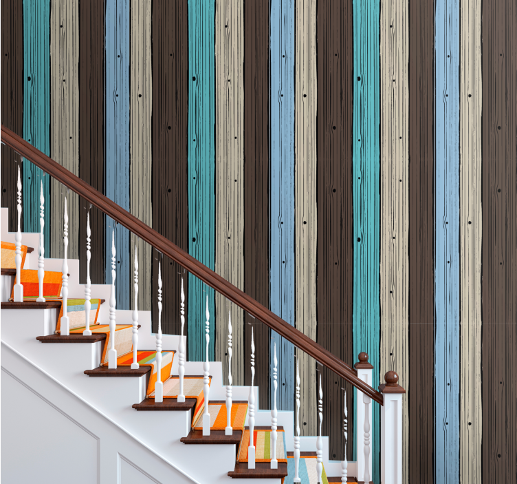 Stylized Planks wood wallpaper - TenStickers