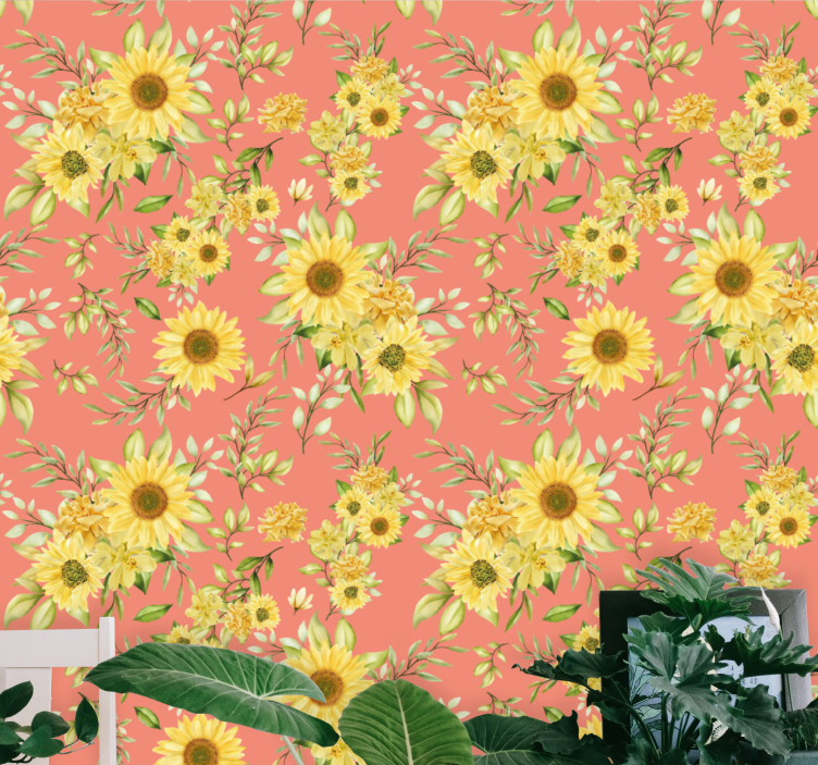 Sunflower Blossoms flower wallpaper - TenStickers