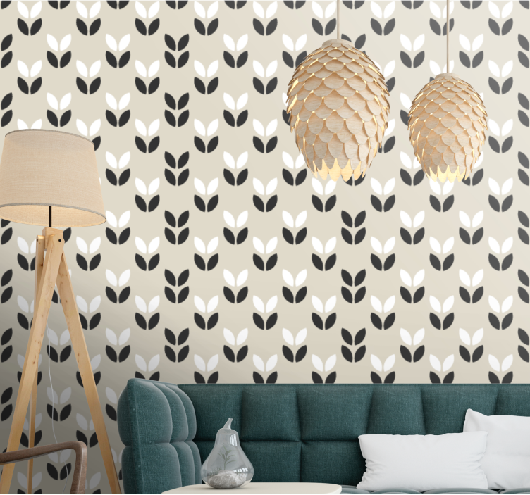 Symmetric Leaf Pattern geometric wallpaper - TenStickers