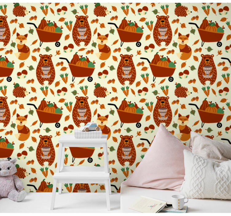 Thanksgiving cartoon wildlife Animal Wallpaper - TenStickers