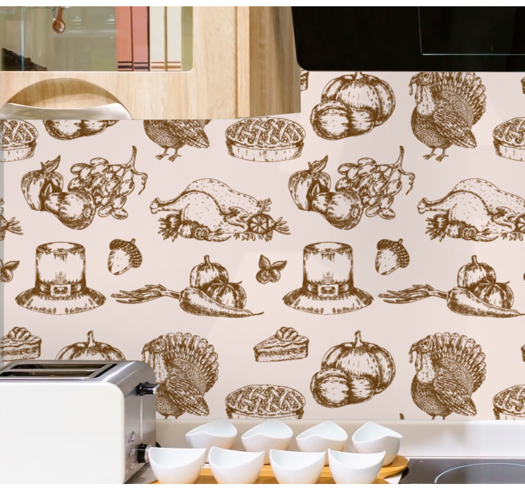 Thanksgiving food sketches Wallpaper - TenStickers