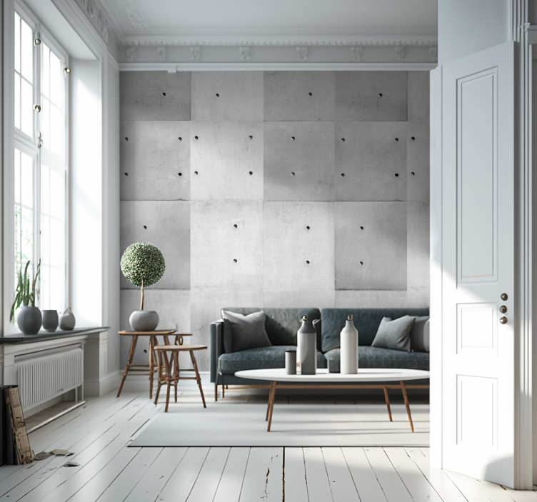 The charm of concrete living room wallpaper - TenStickers