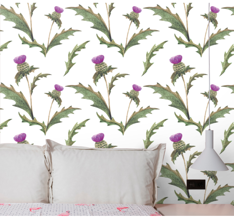 Thistle Motif Design leaf wallpaper - TenStickers