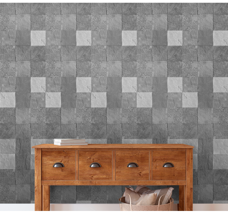 Tiled stones pattern stone wallpaper - TenStickers